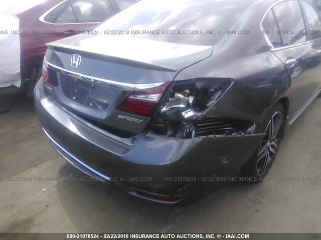 1HGCR2F59HA303562 - 2017 HONDA ACCORD SPORT GRAY photo 6