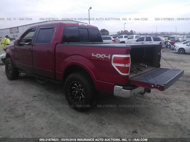 1FTFW1EF1CFC48030 - 2012 FORD F150 SUPERCREW RED photo 3