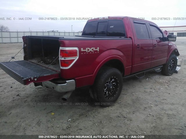 1FTFW1EF1CFC48030 - 2012 FORD F150 SUPERCREW RED photo 4