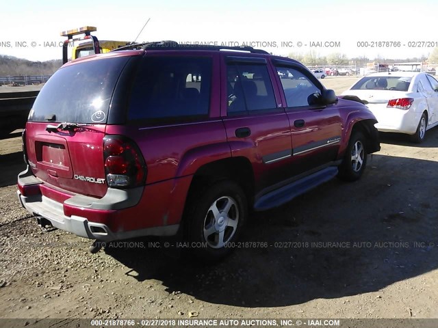 1GNDT13S122391184 - 2002 CHEVROLET TRAILBLAZER  RED photo 4