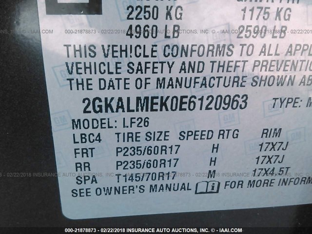 2GKALMEK0E6120963 - 2014 GMC TERRAIN SLE GRAY photo 9