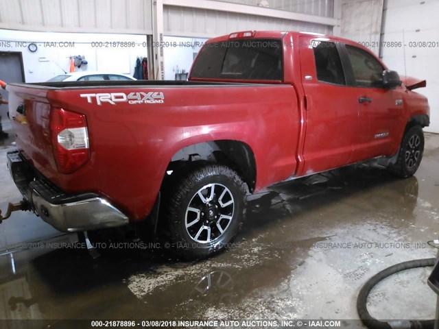 5TFUY5F15FX475912 - 2015 TOYOTA TUNDRA DOUBLE CAB SR/SR5 RED photo 4