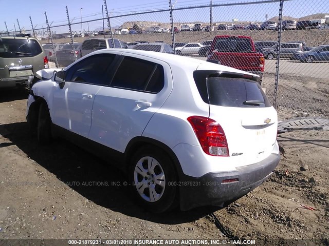 3GNCJKSB8GL236064 - 2016 CHEVROLET TRAX LS WHITE photo 3