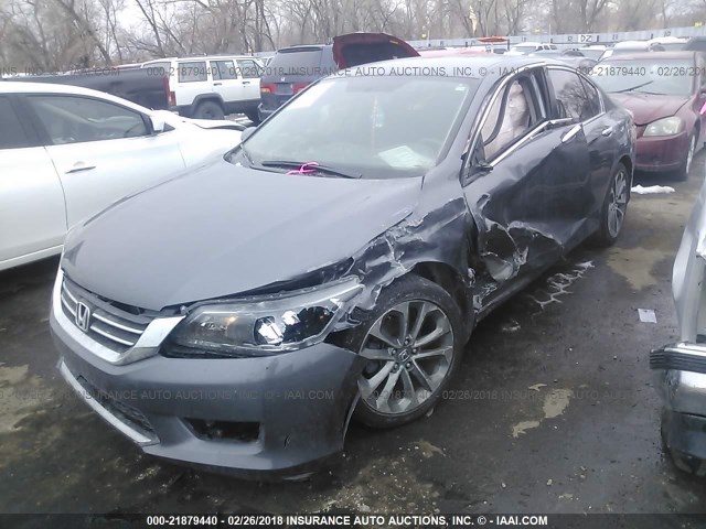 1HGCR2F54EA245632 - 2014 HONDA ACCORD SPORT GRAY photo 2