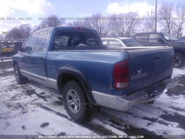 3D7HA18N02G182633 - 2002 DODGE RAM 1500 BLUE photo 3