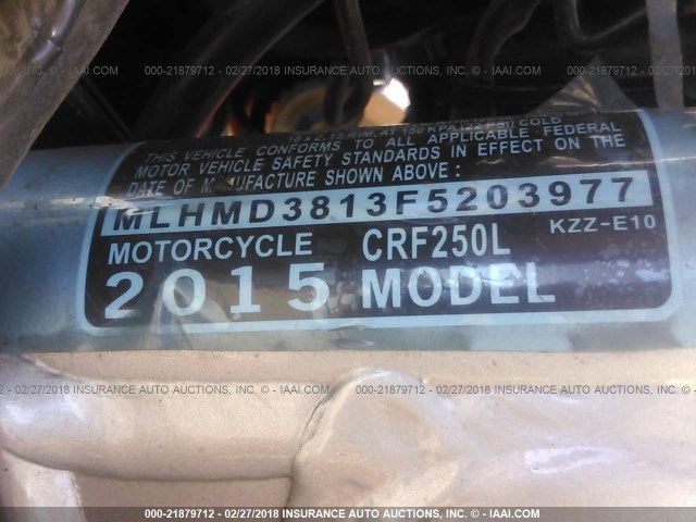 MLHMD3813F5203977 - 2015 HONDA CRF250 L RED photo 10