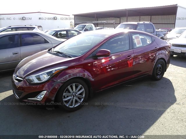 5NPDH4AE3GH778317 - 2016 HYUNDAI ELANTRA SE/SPORT/LIMITED BURGUNDY photo 2