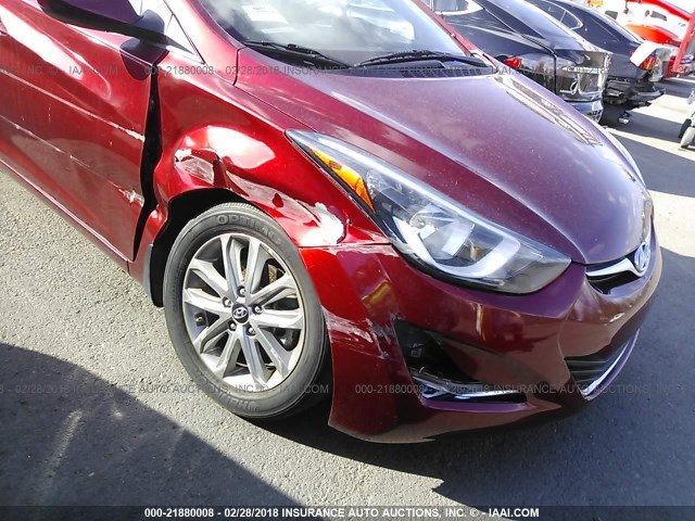 5NPDH4AE3GH778317 - 2016 HYUNDAI ELANTRA SE/SPORT/LIMITED BURGUNDY photo 6