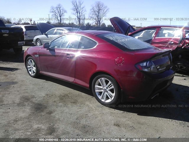 KMHHM66D78U280567 - 2008 HYUNDAI TIBURON GS RED photo 3