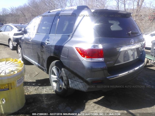 5TDDK3EH7CS135120 - 2012 TOYOTA HIGHLANDER LIMITED GRAY photo 3