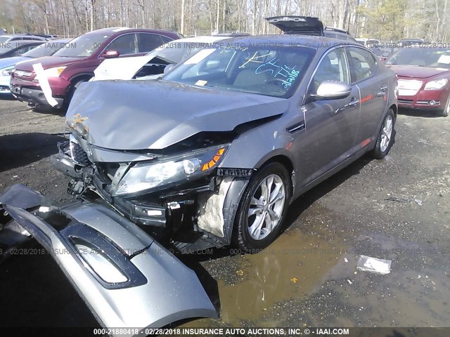 5XXGN4A7XDG199047 - 2013 KIA OPTIMA EX GRAY photo 2