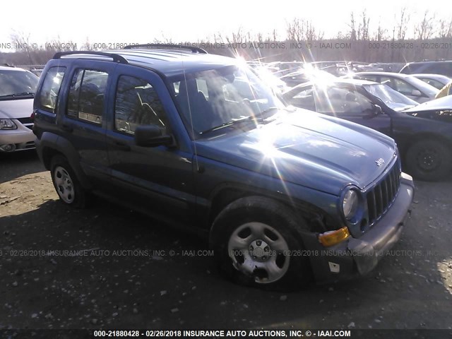 1J4GL48KX5W693984 - 2005 JEEP LIBERTY SPORT BLUE photo 1