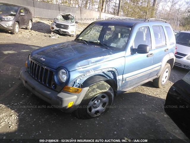 1J4GL48KX5W693984 - 2005 JEEP LIBERTY SPORT Mavi foto 2