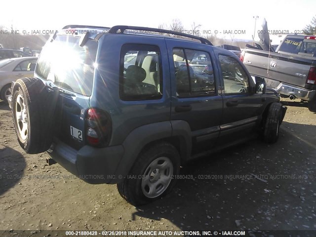 1J4GL48KX5W693984 - 2005 JEEP LIBERTY SPORT BLUE photo 4