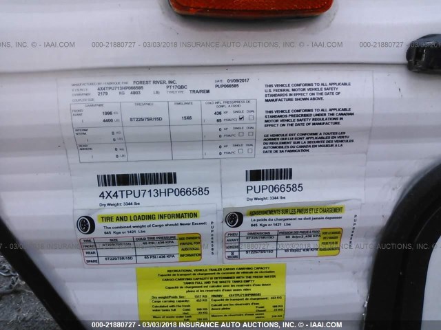 4X4TPU713HP066585 - 2017 FOREST RIVER OTHER  Qəhvəyi foto 9