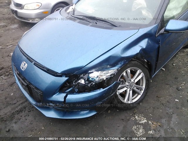 JHMZF1D43DS003878 - 2013 HONDA CR-Z BLUE photo 6