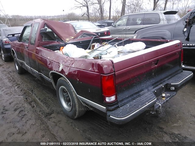 1GCCS19Z8P0171717 - 1993 CHEVROLET S TRUCK S10 BURGUNDY photo 3