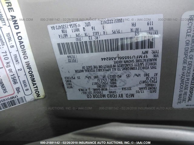 1FMFU16556LA58244 - 2006 FORD EXPEDITION XLT თაფლისფერი ფოტო 9