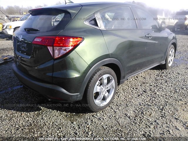 3CZRU5G34HM726259 - 2017 HONDA HR-V LX GREEN photo 4