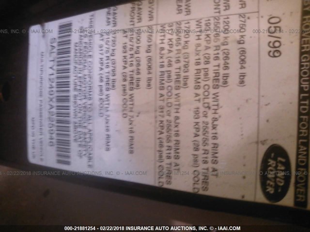 SALTY1249XA225946 - 1999 LAND ROVER DISCOVERY II  Սև լուսանկար 9