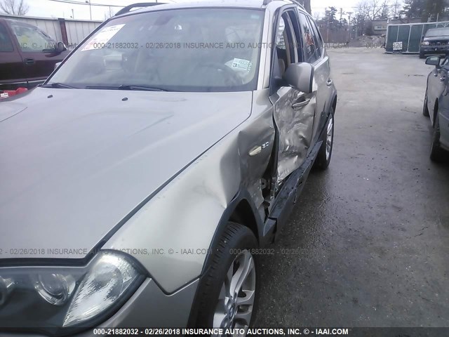 WBXPC93427WF14583 - 2007 BMW X3 3.0SI Champagne photo 6