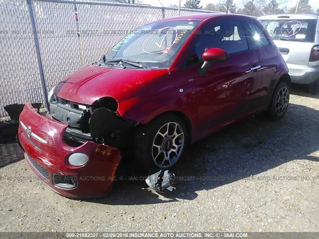 3C3CFFBR8ET292134 - 2014 FIAT 500 SPORT RED photo 2