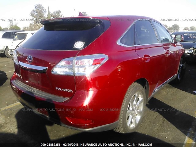 JTJZB1BAXA2401295 - 2010 LEXUS RX 450 RED photo 4