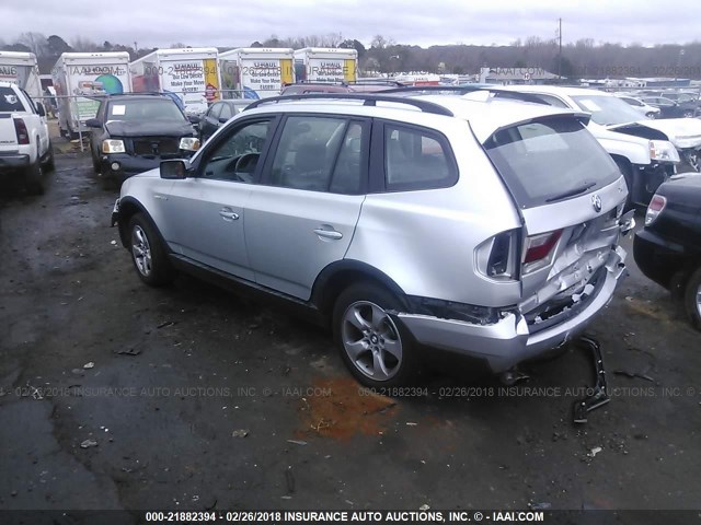 WBXPC93497WJ01816 - 2007 BMW X3 3.0SI SILVER photo 3