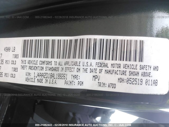 1J4AA2D18AL199261 - 2010 JEEP WRANGLER SPORT 绿色 照片 9