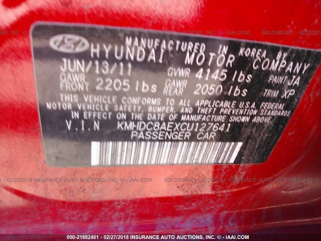 KMHDC8AEXCU127641 - 2012 HYUNDAI ELANTRA TOURING GLS/SE RED photo 9