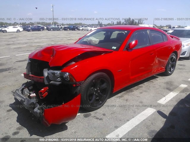 2C3CDXCT8EH253879 - 2014 DODGE CHARGER R/T RED photo 2