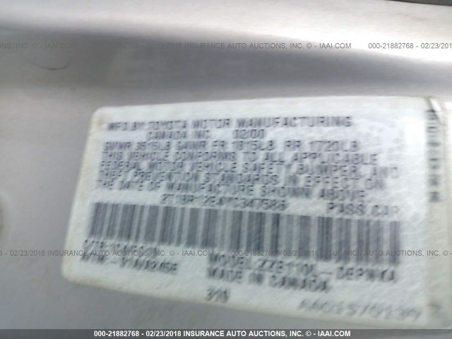 2T1BR12E4YC347586 - 2000 TOYOTA COROLLA VE/CE/LE 银色 照片 9