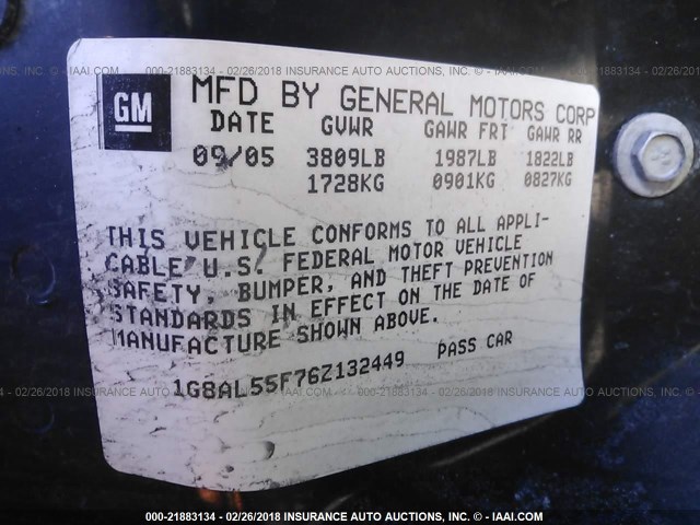 1G8AL55F76Z132449 - 2006 SATURN ION LEVEL 3 RED photo 9