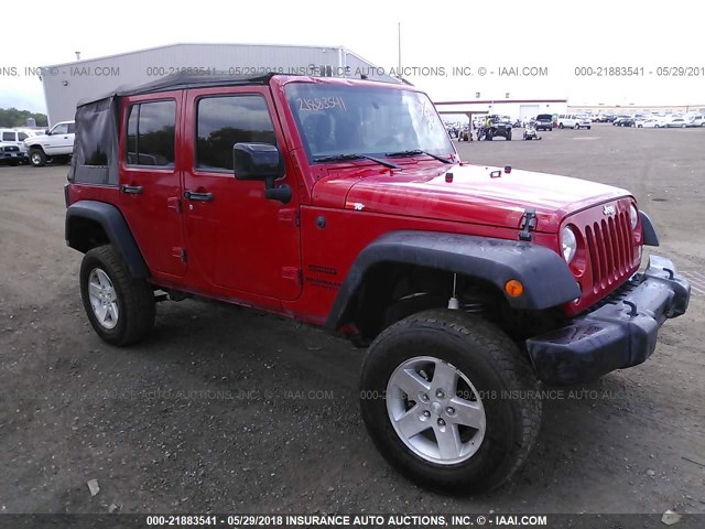 1C4BJWDG7EL192510 - 2014 JEEP WRANGLER UNLIMITE SPORT RED photo 1