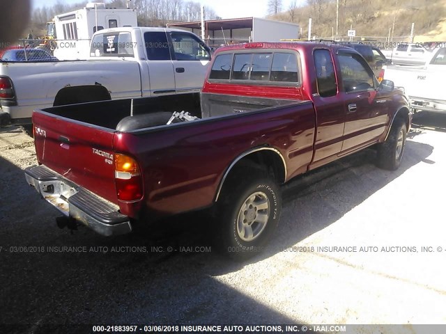 4TAWM72N1WZ019902 - 1998 TOYOTA TACOMA XTRACAB BURGUNDY photo 4