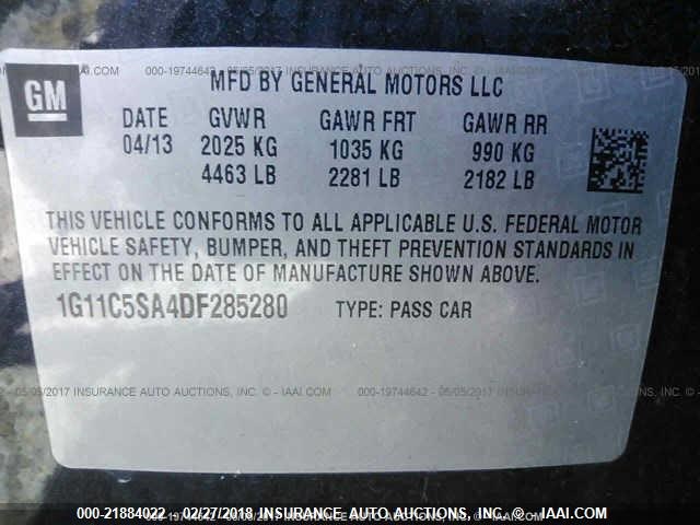 1G11C5SA4DF285280 - 2013 CHEVROLET MALIBU 1LT 黑色 照片 9