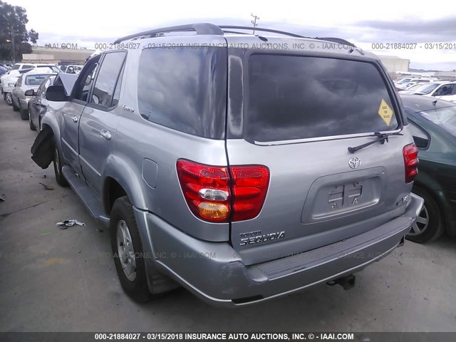 5TDZT38A22S062643 - 2002 TOYOTA SEQUOIA LIMITED SILVER photo 3