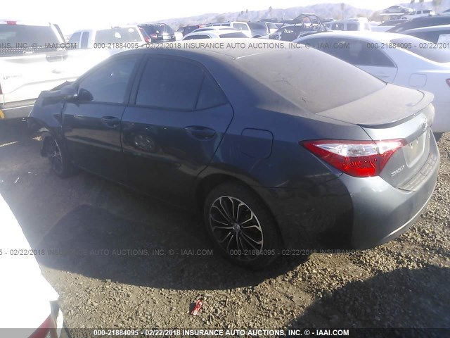 5YFBURHEXFP304436 - 2015 TOYOTA COROLLA L/LE/LE PLS/PRM/S/S PLS GRAY photo 3