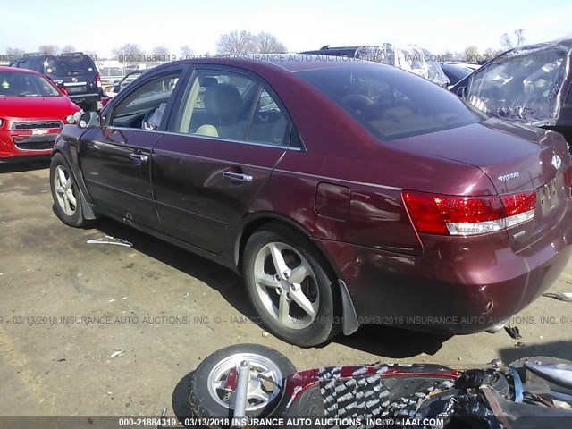 5NPEU46F87H215846 - 2007 HYUNDAI SONATA SE/LIMITED BURGUNDY photo 3