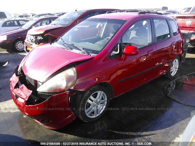 JHMGD386X7S014532 - 2007 HONDA FIT S წითელი ფოტო 2