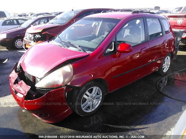 JHMGD386X7S014532 - 2007 HONDA FIT S RED photo 2