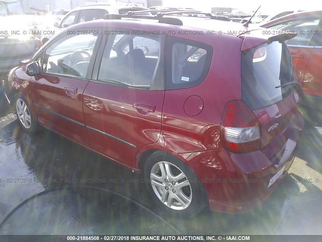 JHMGD386X7S014532 - 2007 HONDA FIT S RED photo 3