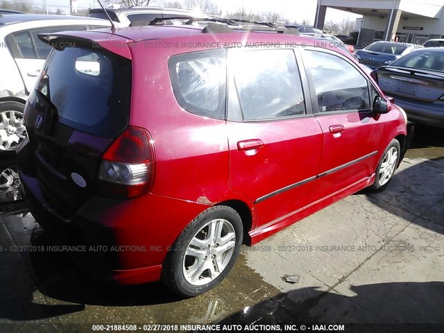 JHMGD386X7S014532 - 2007 HONDA FIT S წითელი ფოტო 4