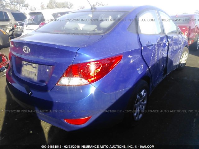 KMHCT4AE3DU543956 - 2013 HYUNDAI ACCENT GLS/GS BLUE photo 4