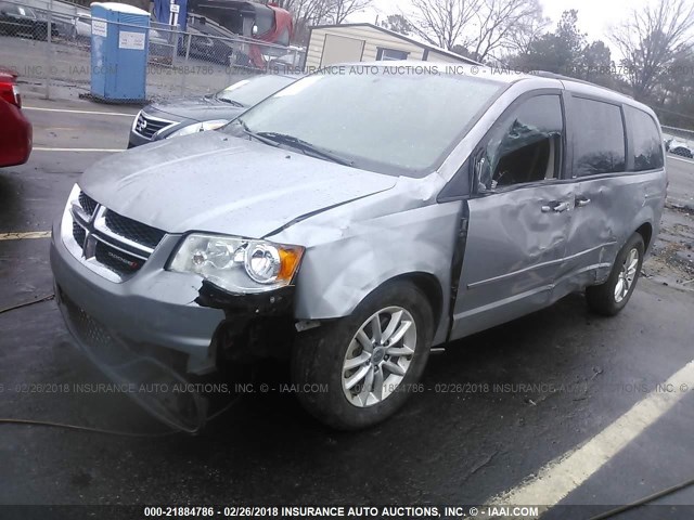 2C4RDGCG3DR597556 - 2013 DODGE GRAND CARAVAN SXT SILVER photo 2