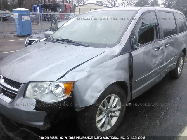 2C4RDGCG3DR597556 - 2013 DODGE GRAND CARAVAN SXT SILVER photo 6