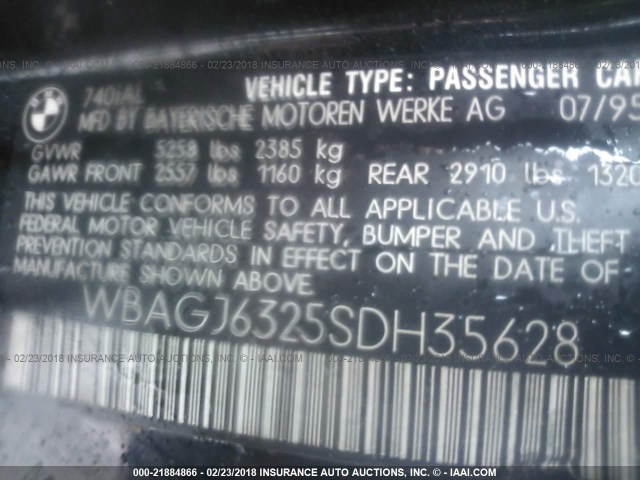 WBAGJ6325SDH35628 - 1995 BMW 740 IL BLACK photo 9