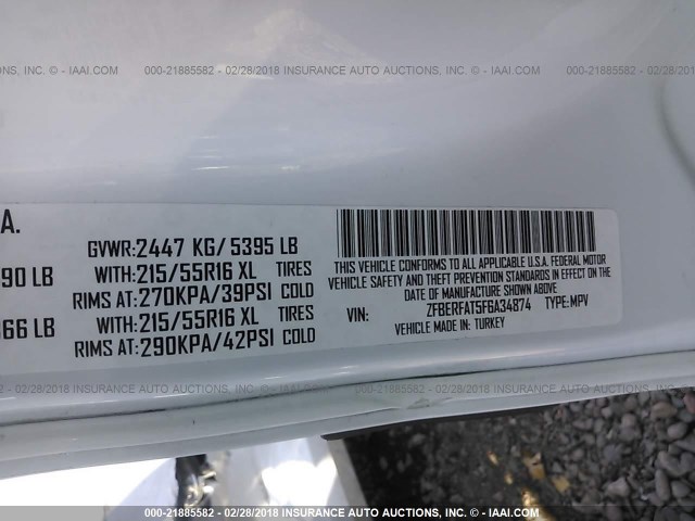 ZFBERFAT5F6A34874 - 2015 RAM PROMASTER CITY  WHITE photo 9