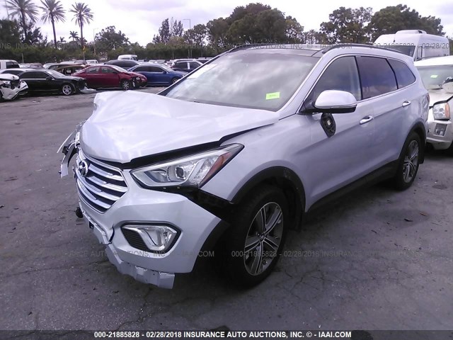 KM8SR4HF4GU133292 - 2016 HYUNDAI SANTA FE SE/LIMITED SILVER photo 2