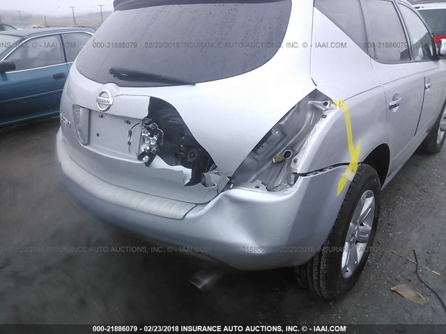 JN8AZ08W96W528519 - 2006 NISSAN MURANO SL/SE/S SILVER photo 6